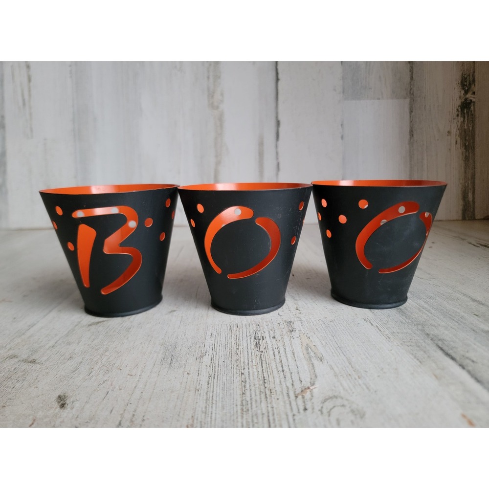 Hallmark boo tealight Halloween candle‎ bucket holders set